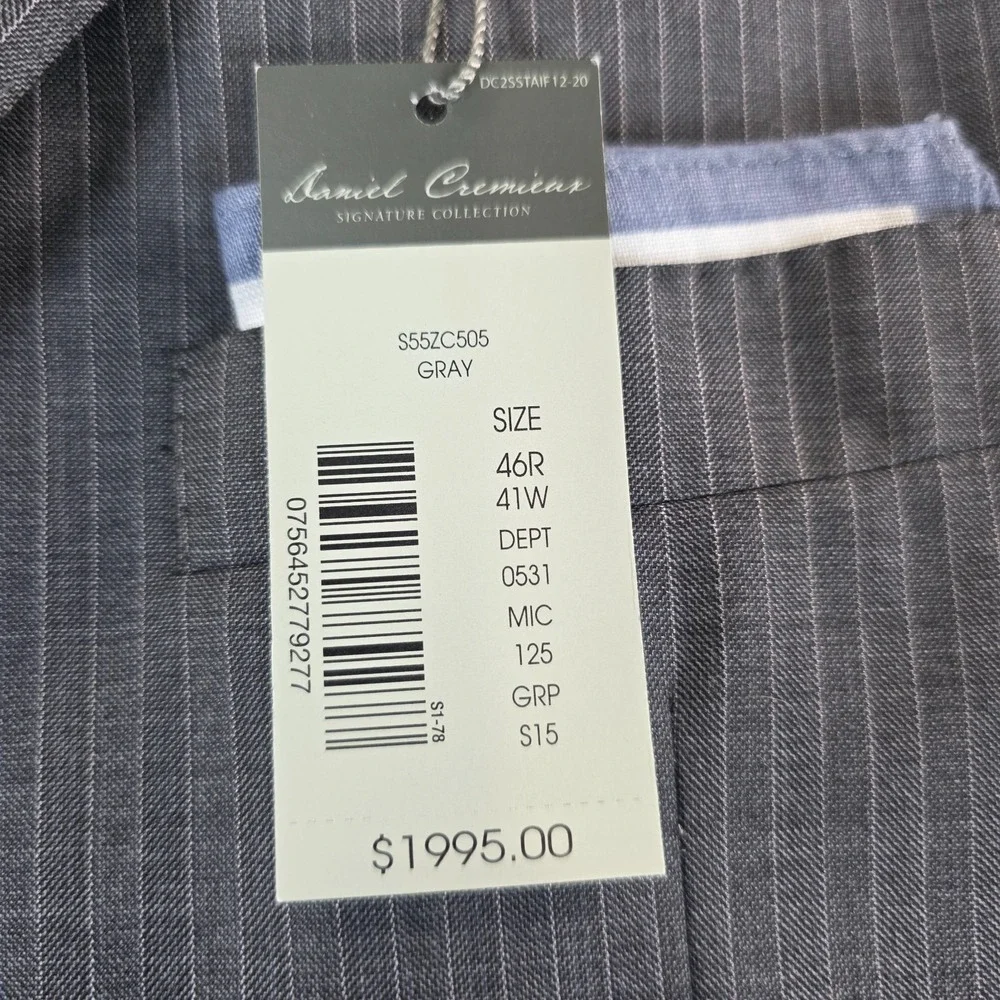 Daniel Cremieux 2-Piece Suit Mens 46R 41W Loro Piana Super 170s USA Made NWT